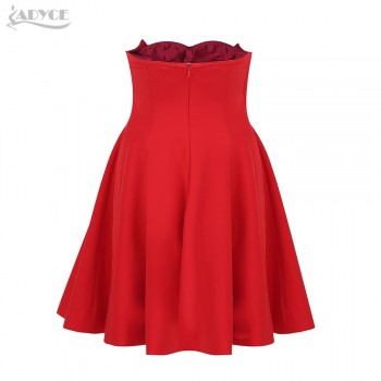 Red Sleeveless Strapless Mini Skater Dress